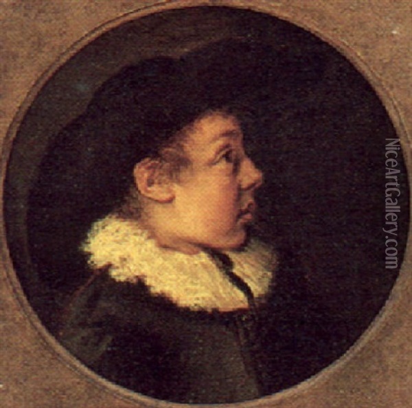 Bildnis Eines Knaben Mit Hut Im Profil Oil Painting - Frans Hals
