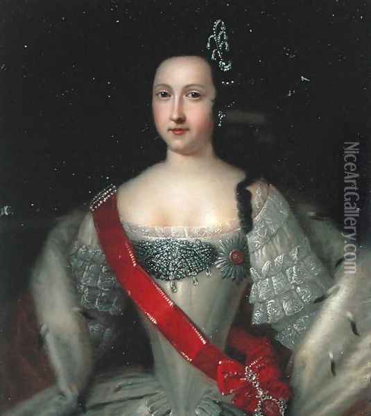Portrait of Princess Anna (1718-46), the Mother of Emperor Ivan VI (1740-64), after 1733 Oil Painting - Louis Caravaque