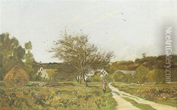 La Route Du Village Oil Painting - Hippolyte Camille Delpy
