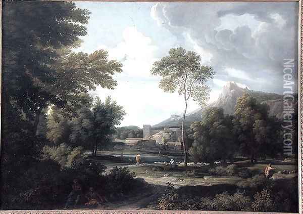 River Landscape Oil Painting - Gaspard Dughet Poussin