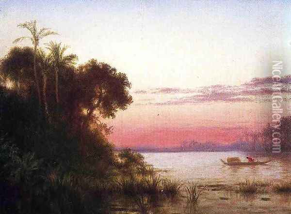 Sunset on the Guayaquil Oil Painting - Louis Remy Mignot