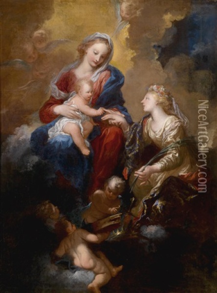 Die Mystische Vermahlung Der Heiligen Katharina Oil Painting - Pietro Dandini
