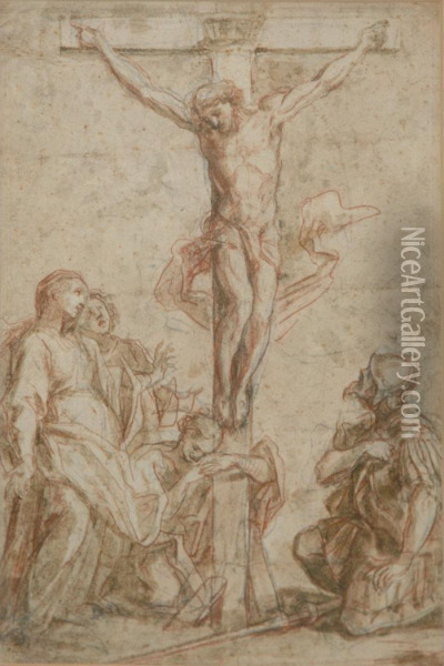 The Crucifixion Oil Painting - Guglielmo Cortese Il Borgognone
