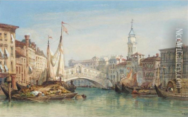 The Rialto Bridge, Venice Oil Painting - William Wyld