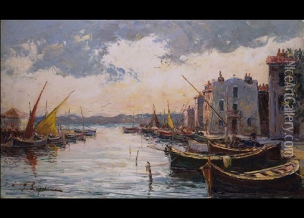 Der Hafen Von Martigues Oil Painting - Georgi Alexandrovich Lapchine