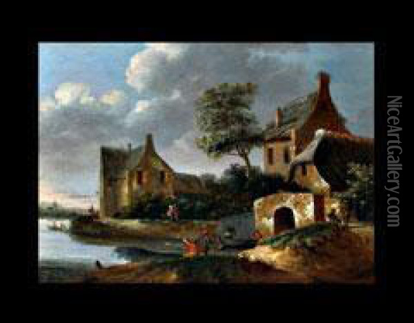 Dorf An Einem Fluss Oil Painting - Pieter Cosyn