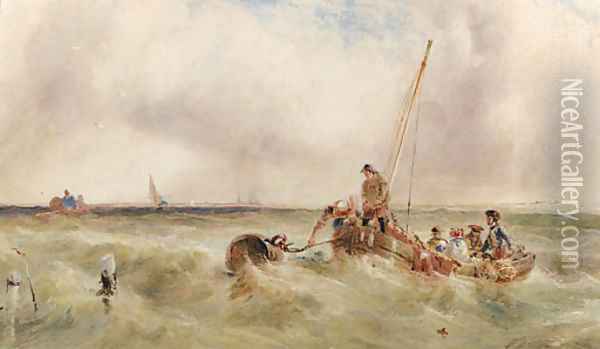 Fishing smacks and other vessels off the coast in a squall Oil Painting - Anthony Vandyke Copley Fielding