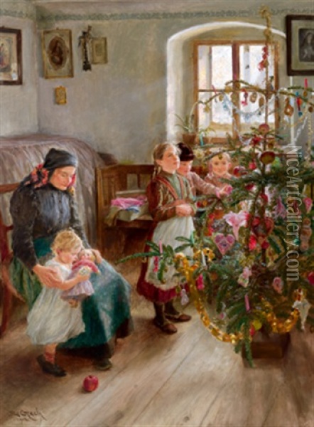 Weihnachten Oil Painting - Emil Czech