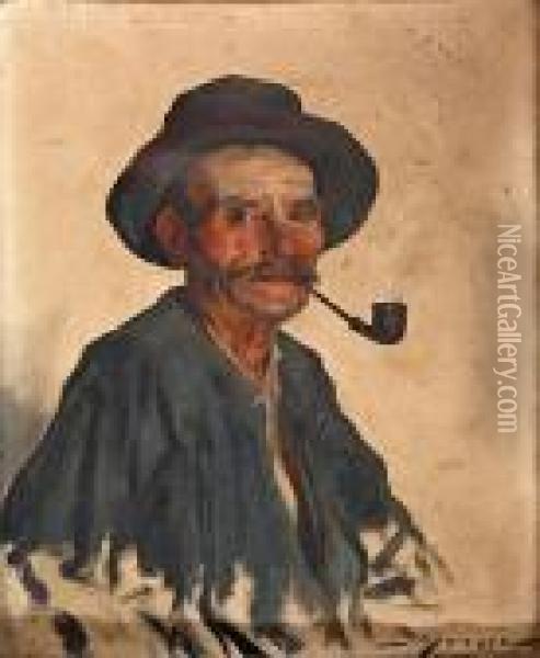 Fumador De Pipa Oil Painting - Luis Graner Arrufi
