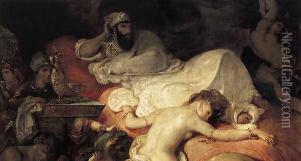 The Death of Sardanapalus (detail) 1827 Oil Painting - Eugene Delacroix