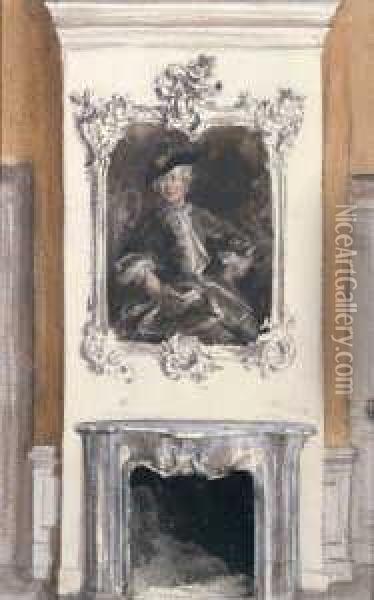 Konig Friedrichs Ii., Vermutlich Der Prinzessin
 Amalie, Abtissin Von Quedlinburg. Oil Painting - Adolph von Menzel