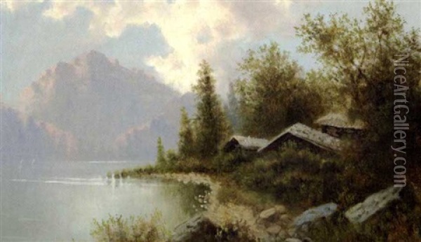 Der Chiemsee In Baiern Oil Painting - August Lang