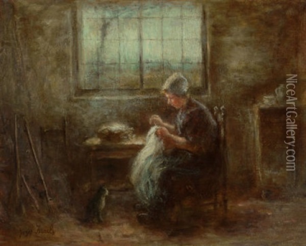 Knitting In The Sunlight Oil Painting - Jozef Israels