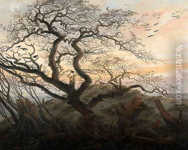 The Tree of Crows c. 1822 Oil Painting - Caspar David Friedrich