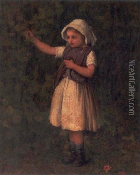 Young Girl Picking Grapes Oil Painting - William Charles Thomas Dobson
