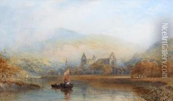 Tintern Abbey From The River Oil Painting - Cornelius Pearson