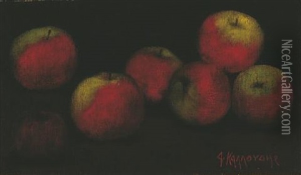 Still Life With Apples Oil Painting - Alexandros Kalloudis