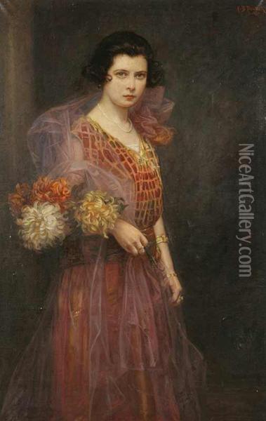 A Portrait Of Mrs. Malkovska Oil Painting - Frantisek Bohumil Doubek