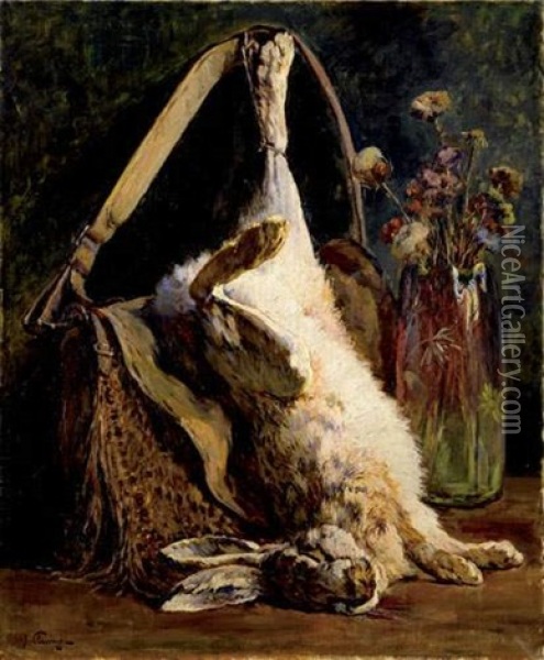 Nature Morte Au Lievre Oil Painting - Jules-Justin Claverie