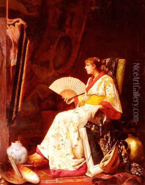 Le Modele En Kimono Dans L'Atelier Du Peintre (Model In A Kimono In The Artist's Studio) Oil Painting - Alphonse Marx