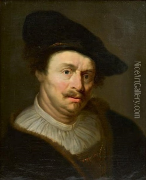 Portrait D'homme Au Manteau De Fourrure Oil Painting - Ferdinand Bol