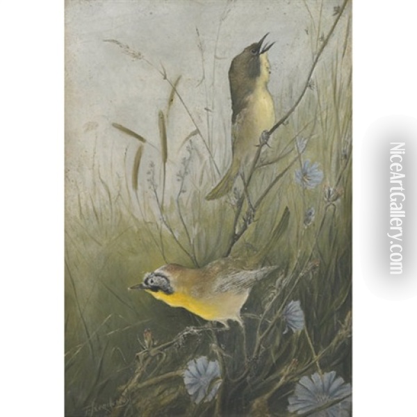 Two Birds Oil Painting - Frank Charles Hennessey