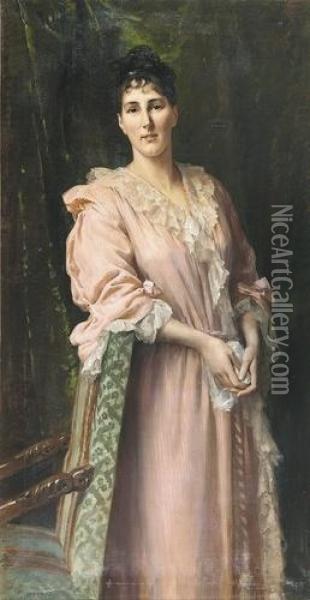 Portrat Einer Eleganten Dame. Oil Painting - Frederic Dufaux