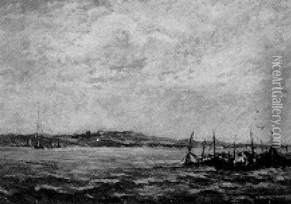 Harbour Scene Oil Painting - Reynolds Beal