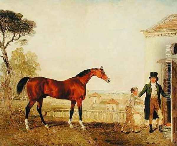 Sultan at the Marquess of Exeters Stud Burghley 1826 Oil Painting - Lambert Marshall