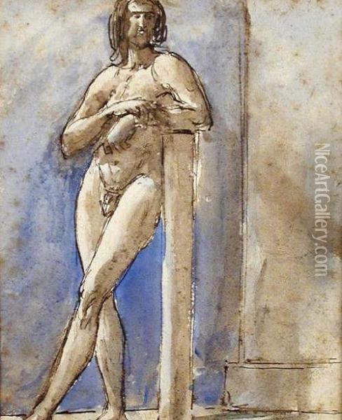 Studyof A Male Nude Oil Painting - William Etty