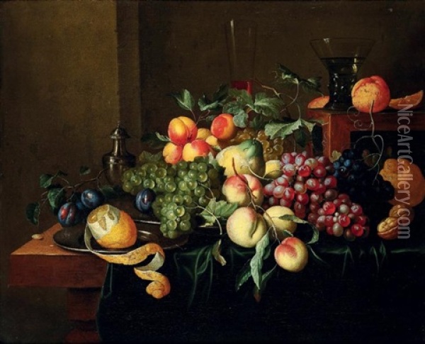 Nature Morte Aux Fruits Sur Un Entablement Oil Painting - Alexander Coosemans