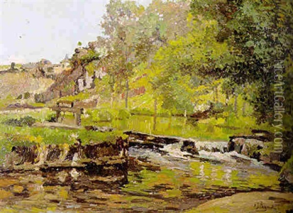 Rivierlandschap In De Ardennen Oil Painting - Adriaan Josef Heymans
