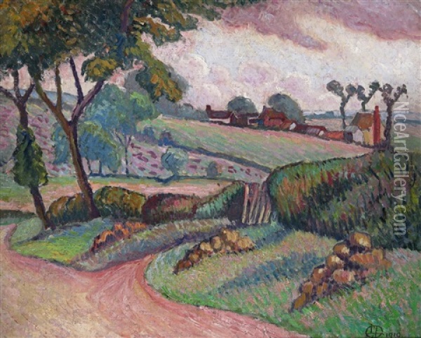 Duton Hill, Essex Oil Painting - Lucien Pissarro
