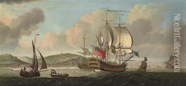A Squadron Of The Red In The Channel Off Dover Oil Painting - Thomas Mellish