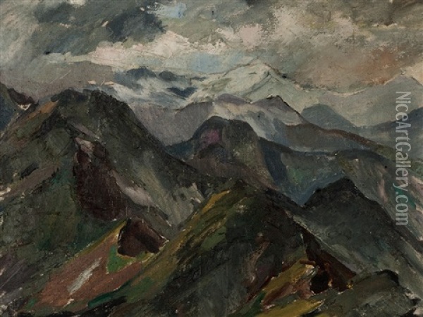 Alpine View Oil Painting - Egge (eugen) Sturm-Skrla