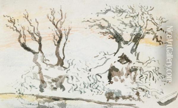 Vinterekar Vid Vattendrag Oil Painting - Carl Fredrik Hill