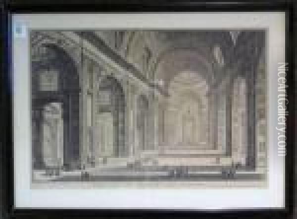 Veduta Interna Della Basilica Di S. Pietro In Vaticano Oil Painting - Giovanni Battista Piranesi