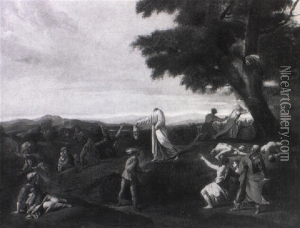 Saint Denis Effrayant Ses Bourreaux Avec Sa Tete Oil Painting - Nicolas Poussin