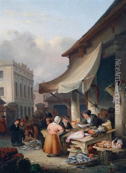 The Fish Market At Plymouth Oil Painting - Nicholas Condy