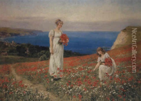 Gathering Poppies Oil Painting - Henry John Yeend King