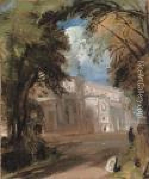 St Mary's Church, East Bergholt, Sketch Oil Painting - John Constable