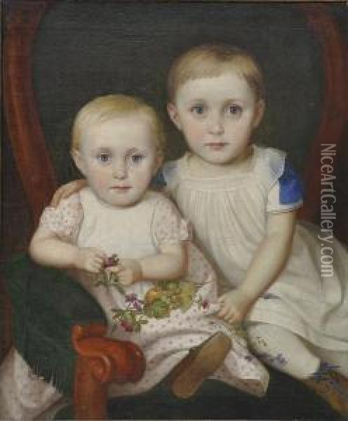 Geschwisterpaar Oil Painting - Erhard Winterstein