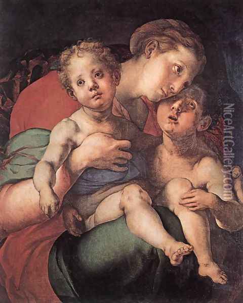 Madonna and Child with the Young St John c. 1528 Oil Painting - (Jacopo Carucci) Pontormo