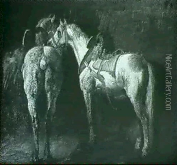 Chevaux A L'ecurie Oil Painting - Theodore Gericault