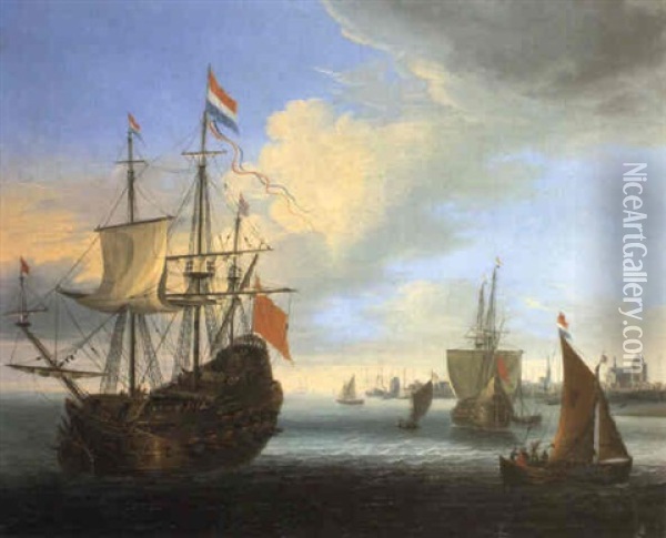 Marine Avec Vaisseaux De Haut Bord Oil Painting - Jacob Knyff