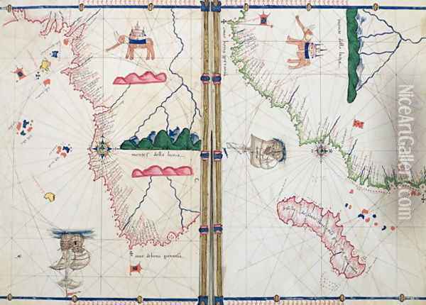 Ms Ital 550.0.3.15 fol.4v-5r Map of Africa and the Cape of Good Hope, from the Carte Geografiche Oil Painting - Jacopo Russo