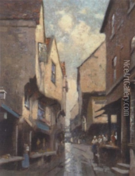 The Shambles, York Oil Painting - Frederick Hall