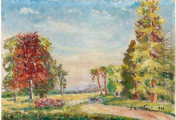 Tournant D'allee A Yonville, Somme Oil Painting - Emmanuel De La Villeon