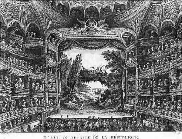 Second view of the Theatre de la Republique plate 83 from volume IV of Voyage de France Oil Painting - Francois Denis Nee