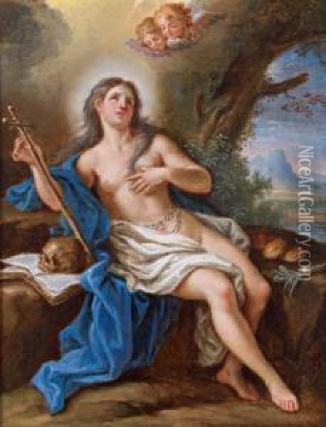 La Maddalena Penitente Oil Painting - Cirlce Of Filippo Lauri